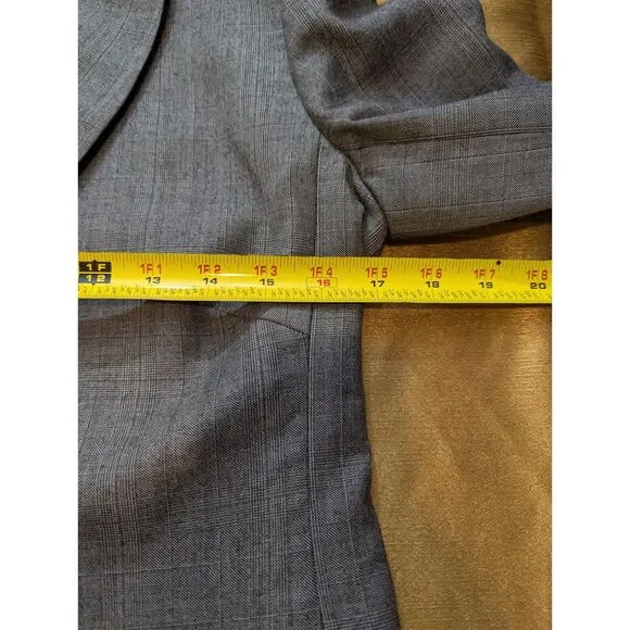 Ted Baker Virgin Wool Blazer Size 3 Gray Shawl Collar Abstract Lining 26in - Picture 6 of 9